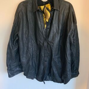 Zadig and Voltaire Black lamb skin leather shirt.